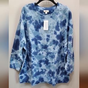 Style & Co. Blue Tie-Dye Crewneck Sweatshirt